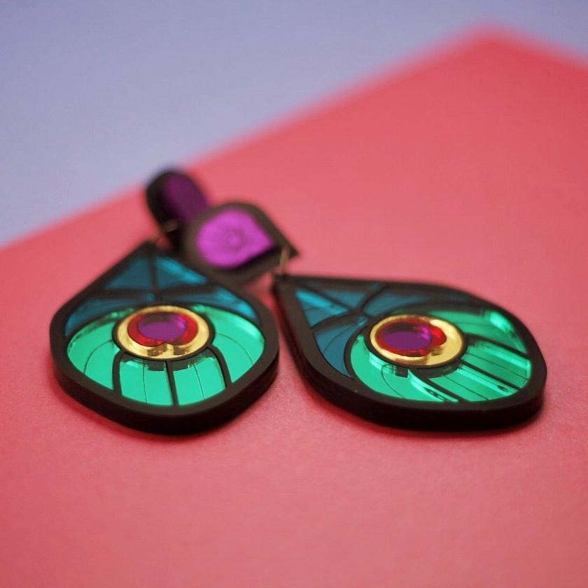 Perfectly Peacock Dangle - Coloured Mirror - Foxx & Ginger