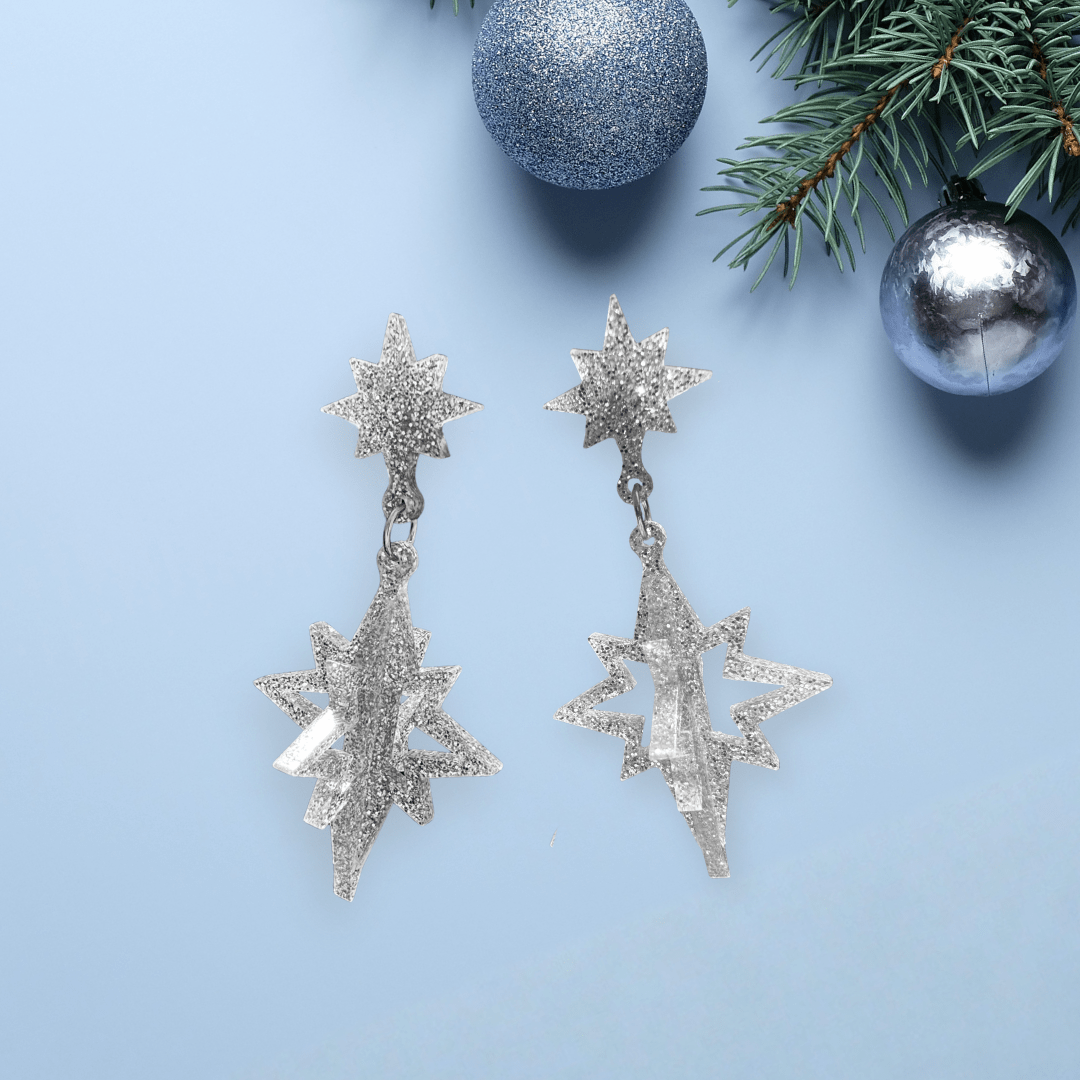Christmas 3D Twinkle Star Earrings - Foxx & Ginger