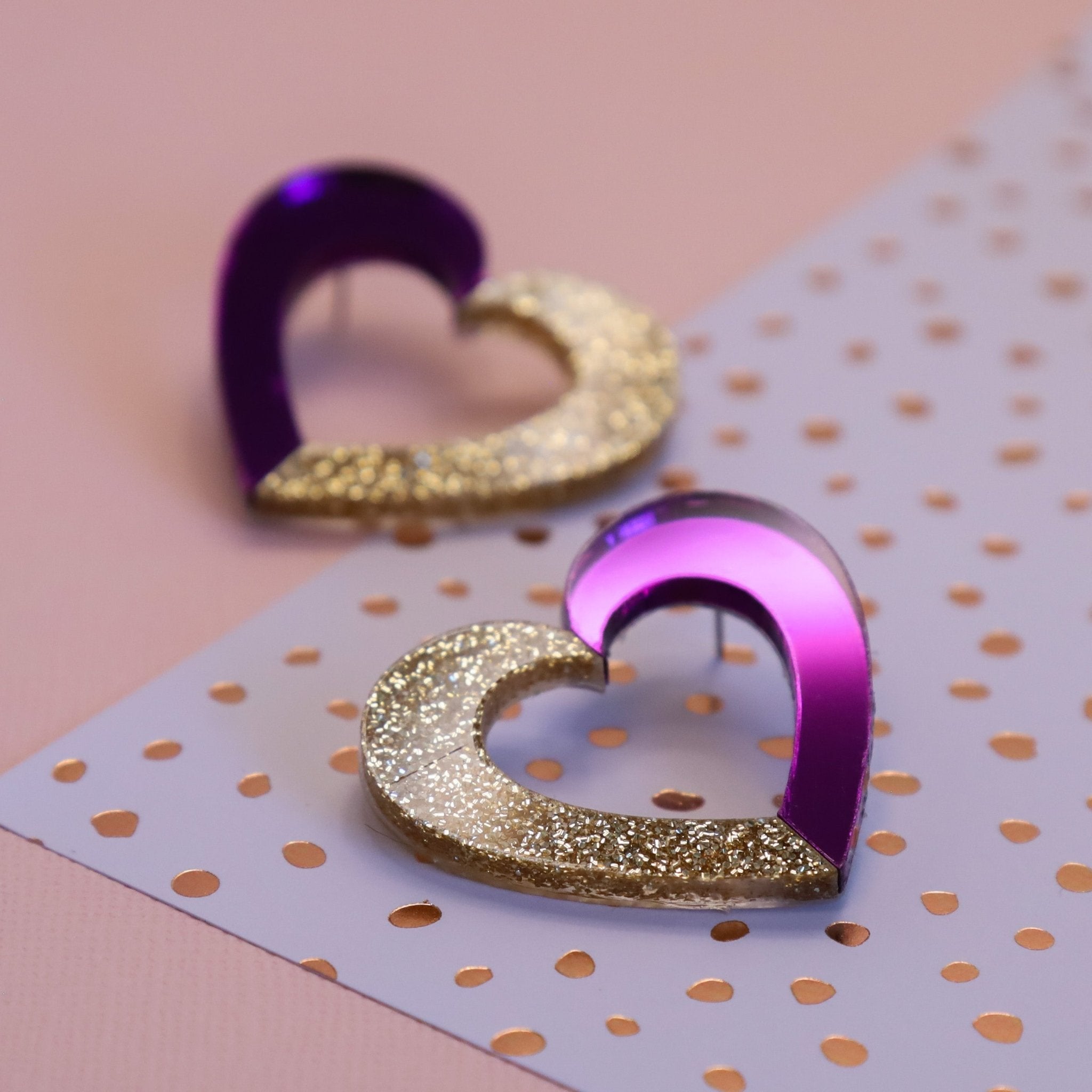 Connected Heart Statement Stud - Foxx & Ginger