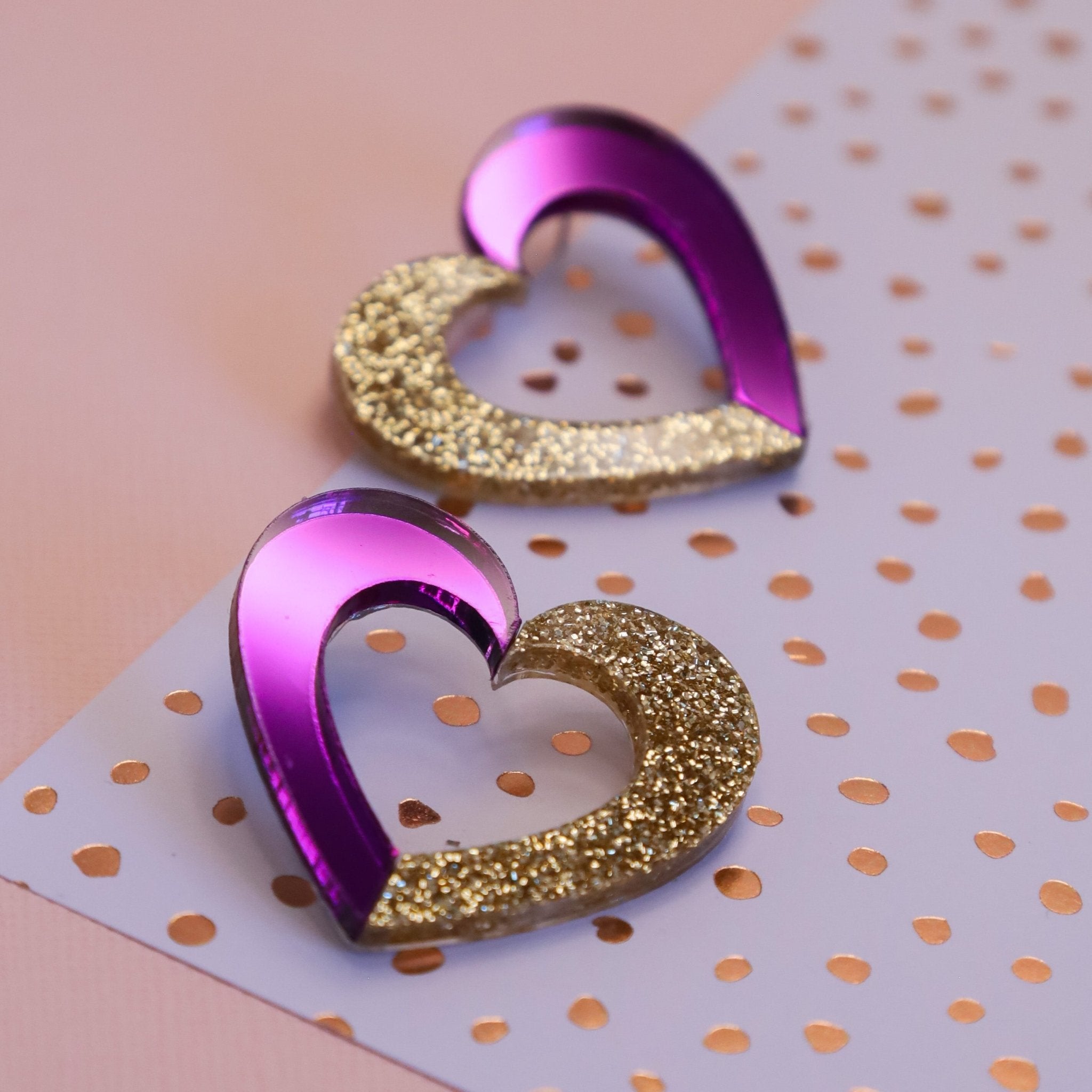 Connected Heart Statement Stud - Foxx & Ginger