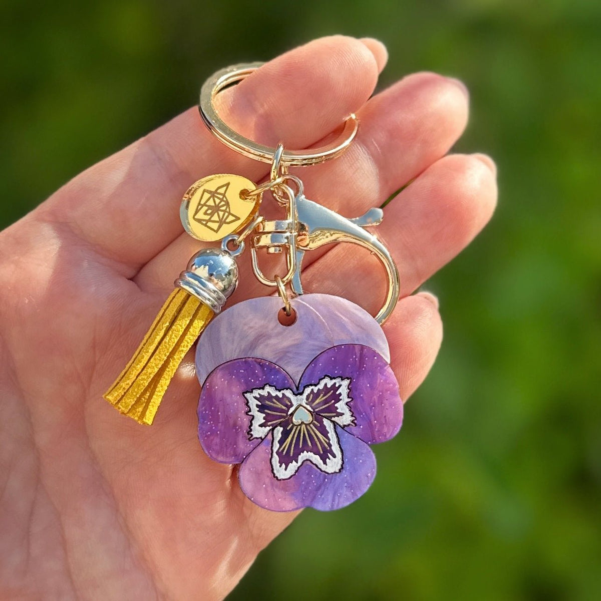Purple Keyring Pansy Keyring | Flower-inspired acrylic accessories - Handmade in ...