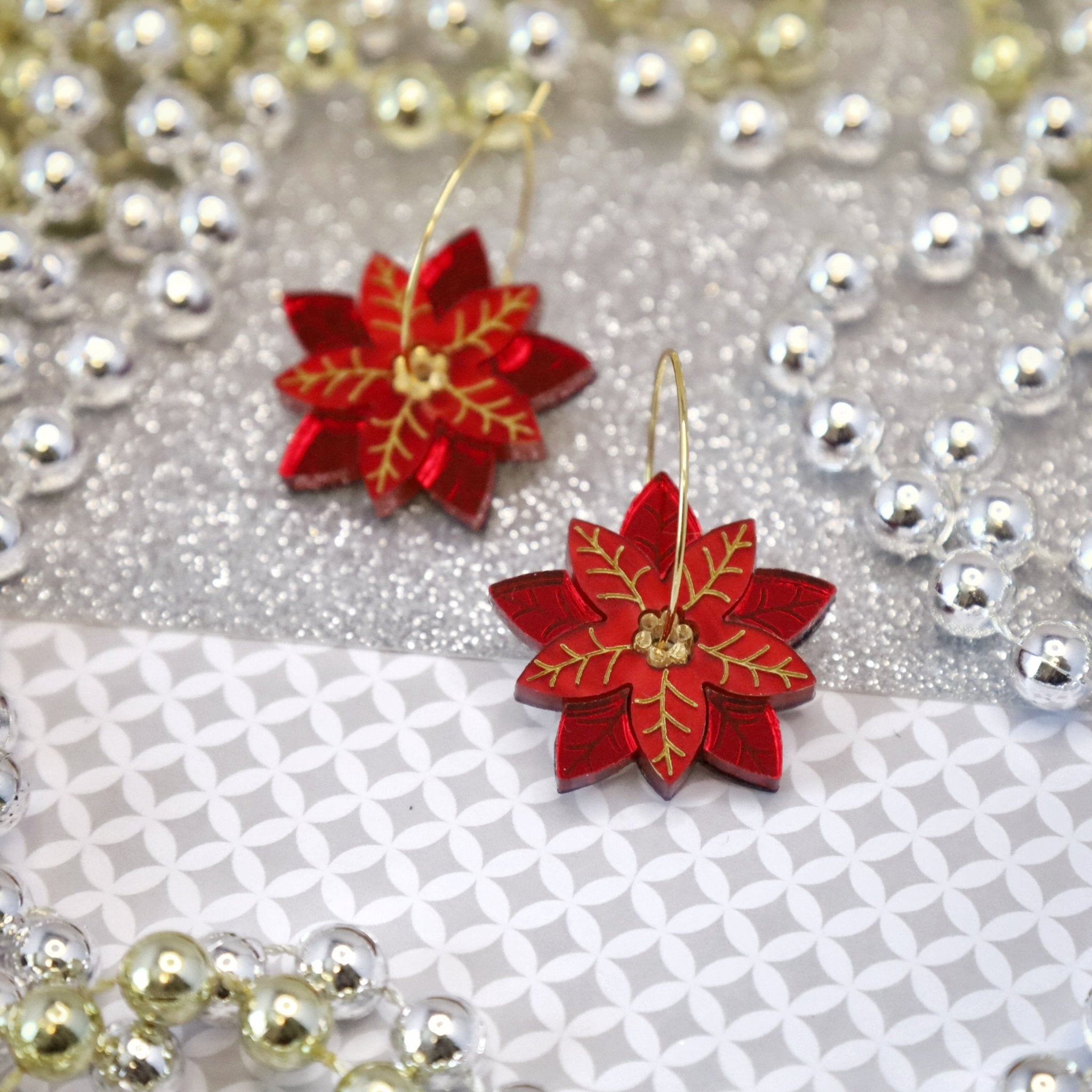 Poinsettia Hoop Earrings - Foxx & Ginger