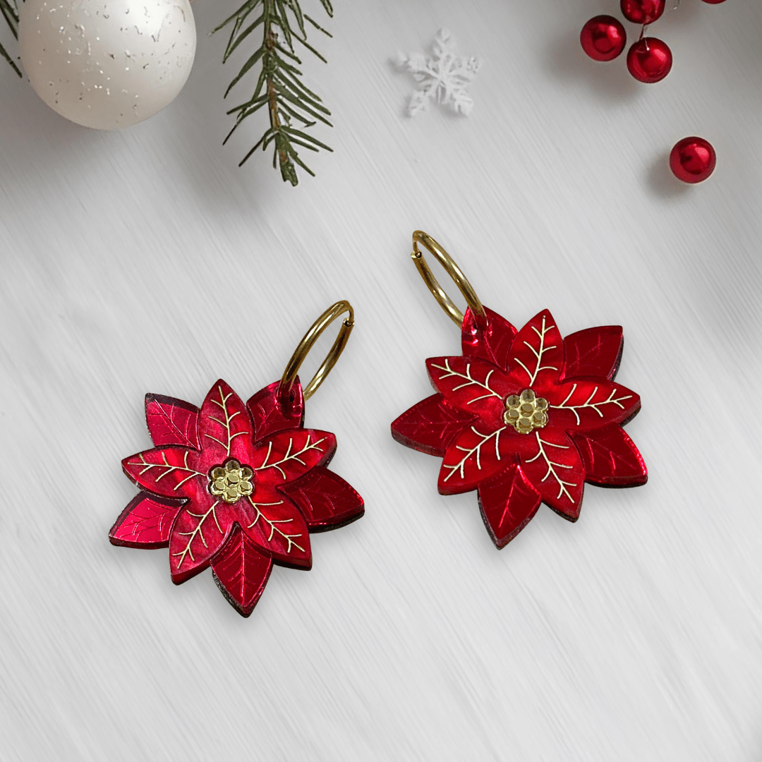Poinsettia Statement Earrings - Foxx & Ginger