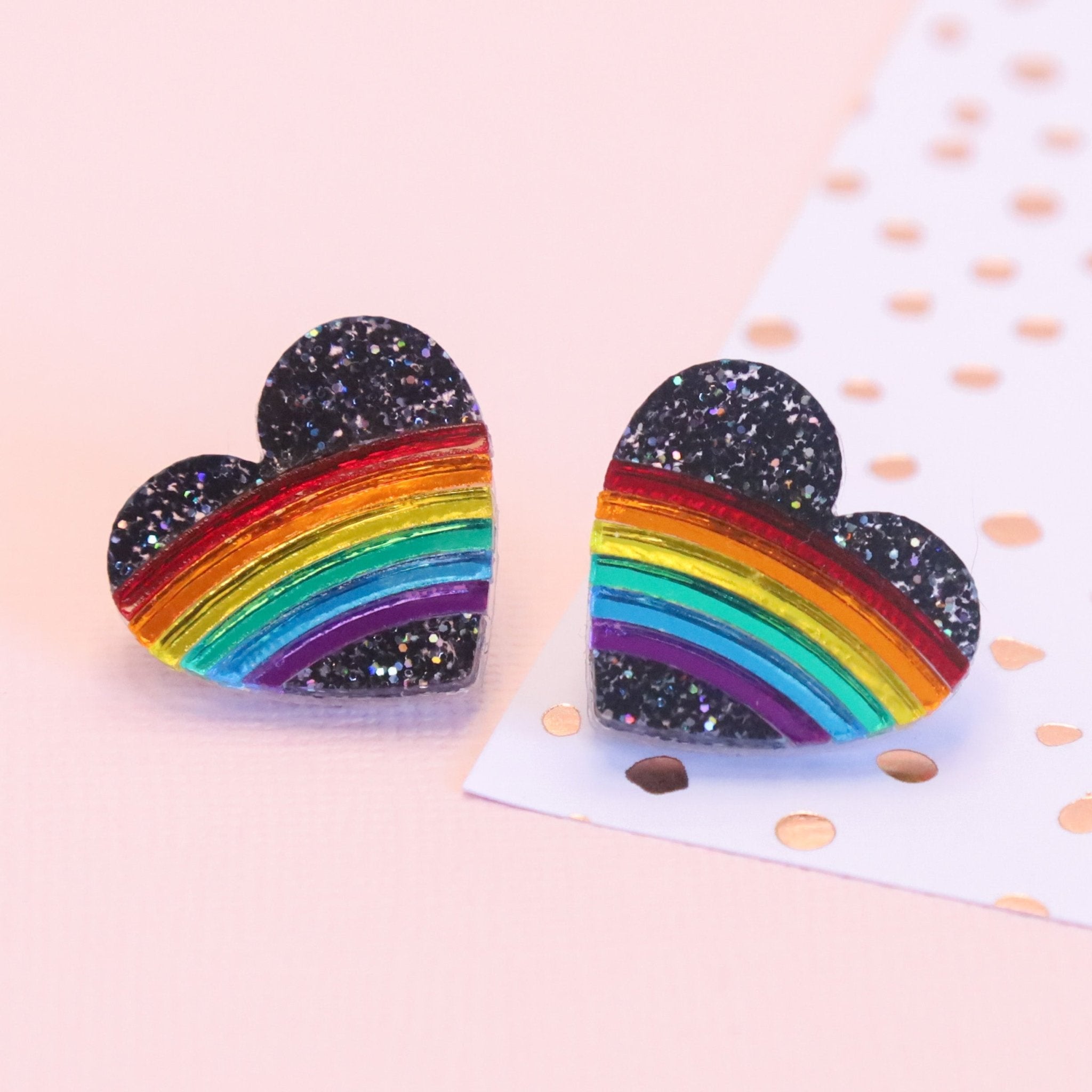 Rainbow Heart Stud - Foxx & Ginger