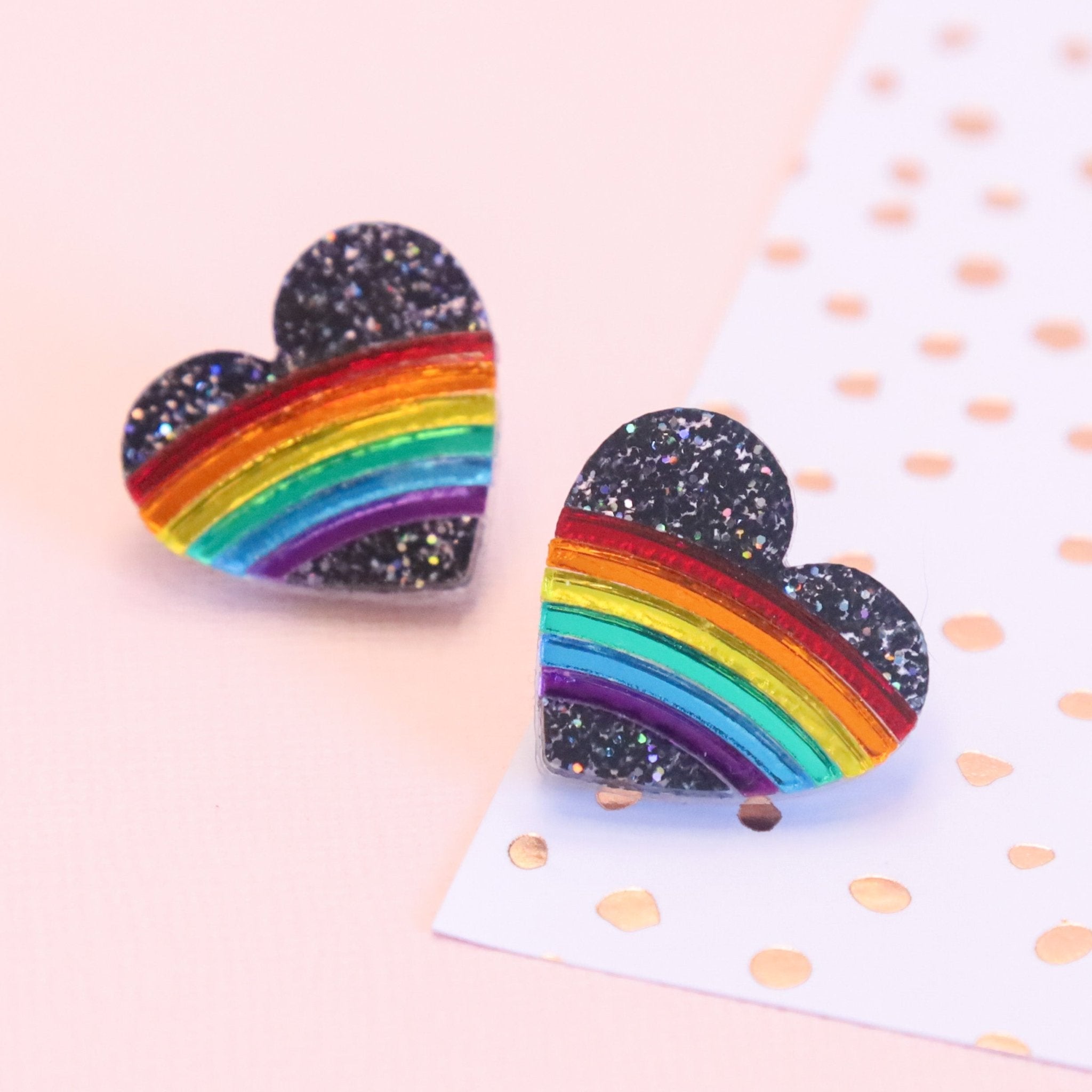 Rainbow Heart Stud - Foxx & Ginger